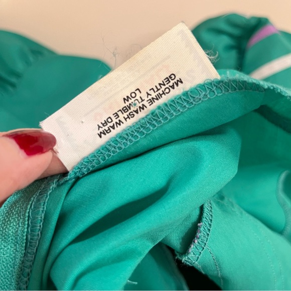 Vintage Cottagecore Full Skirt Ribbon detail green teal Party Dress Country Sm - Picture 15 of 17